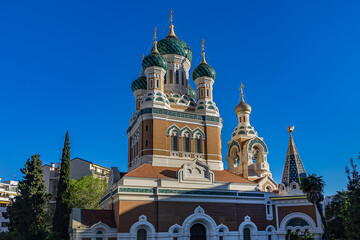 The St Nicholas Orthodox Cathedral (Cathedrale Orthodoxe Saint-Nicolas de Nice). French Riviera, Azure Coast, Nice, France.