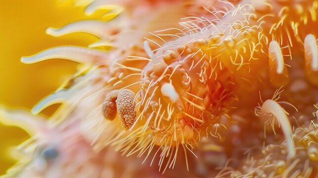 Extreme close up of Barklice and their parasite at high magnification