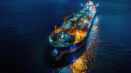 Obraz premium oil tanker, gas tanker in the high sea.Refinery Industry cargo ship,aerial view,Thailand, in import export, LPG,oil refinery, Logistics and transportation with working crane bridge in harbor 