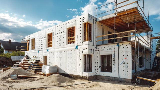 The construction site was equipped with a thermally insulating polystyrene covering to save energy. This modern solution supports the construction of energy-efficient buildings.
