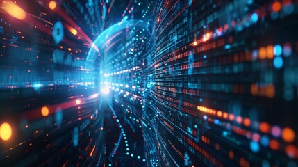 Obraz premium High-Speed Data Transmission Depicted in Digital Abstract Light Blur