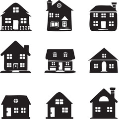 House vector silhouette icons set 