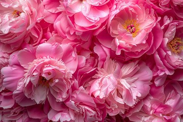 Fototapeta premium Abundance of Pink Peonies Showcasing Their Detailed and Soft Petals. Generative AI