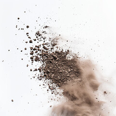 Obraz premium Dry mud dust flying in air, white background