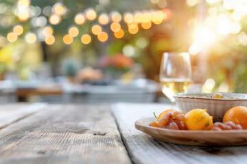 Naklejka premium Thanksgiving table setting outdoors with pumpkins and candles. Autumn home decoration