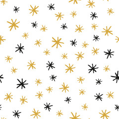 Seamless pattern with stars. Doodle style. Design for printing on fabric, wallpaper, wrapping paper, web banners. Vector