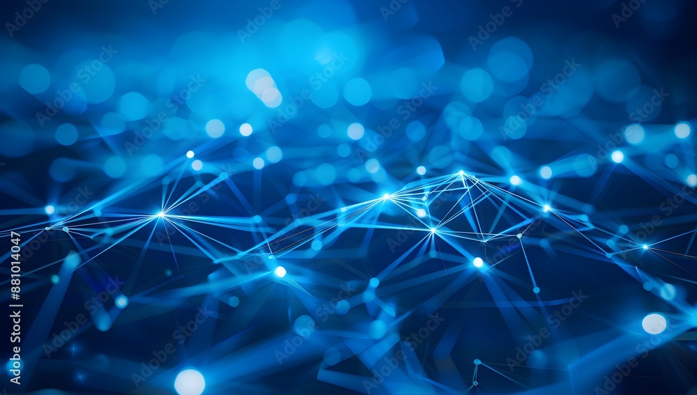 Poster abstract blue background with digital network and connections, technology concept for web design or 