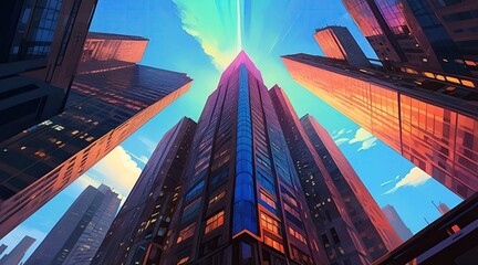 skyscraper office building abstract backgrounds illustration