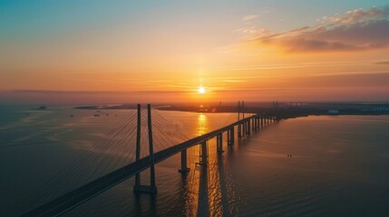 Fototapeta premium Bridge Over Water at Sunset
