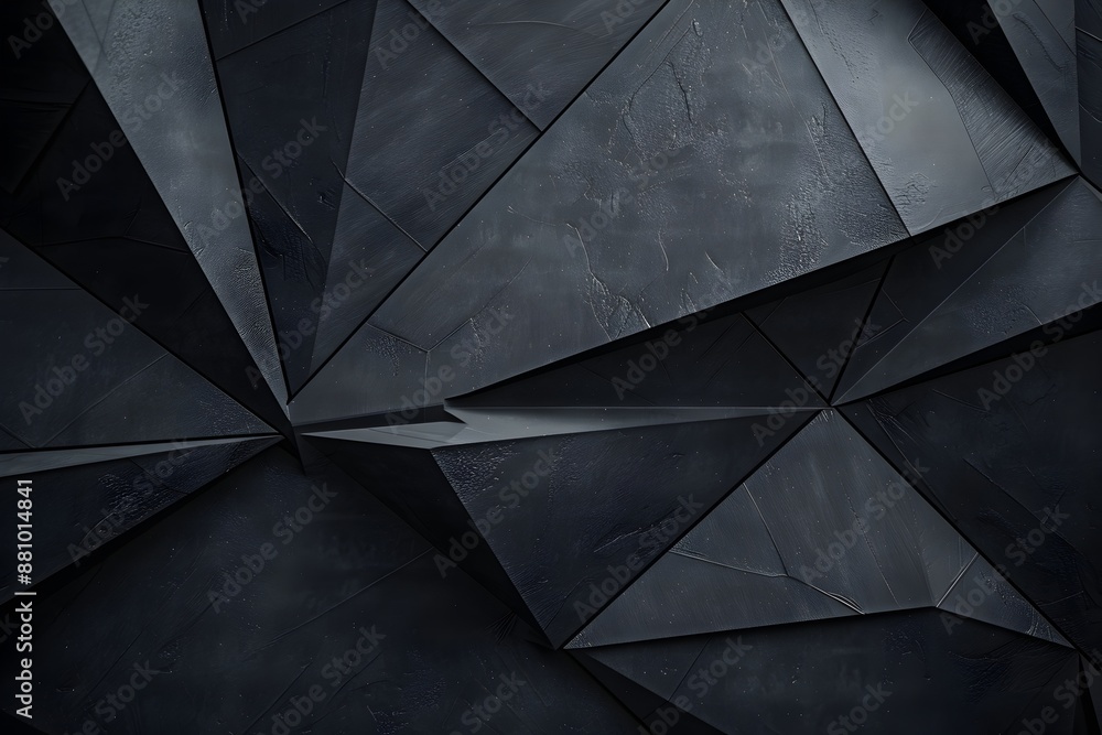 Poster black background with geometric shapes and angular triangles for modern minimalistic design, high re