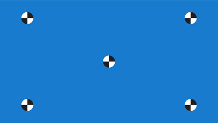 Blue screen with VFX motion tracking markers. Chroma key color video footage with track point.