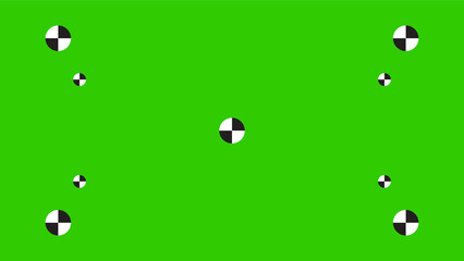 Green screen background, VFX motion tracking markers. Art design green screen backdrop template. Abstract concept video footage replacement tracking markers element.