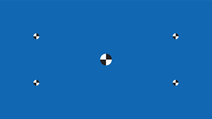 Blue screen with VFX motion tracking markers. Chroma key color video footage with track point.