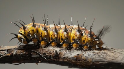 Obraz premium Caterpillar of a brown moth