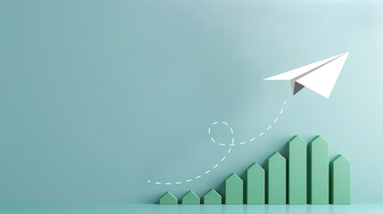 Obraz premium Paper_plane_ascending_with_green_1720599001