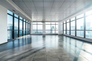 Empty Modern Office Space Blurred Background	
