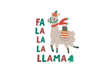 Fa la la la Llama Christmas PNG Sublimation