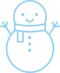 Little cute snowman in snowy weather icon.