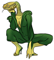 Snake Queen - digitale Illustration einer Frau mit Schlangenkopf