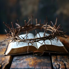 Bible open to thorns crown.