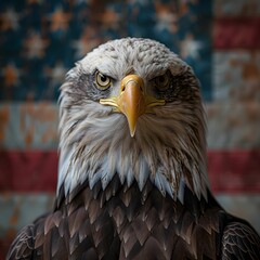 Bald eagle, stars and stripes.