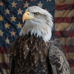 Fototapeta premium Eagle and flag, symbol of patriotism.