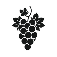 black silhouette image of grapes isolated on a white background 
