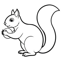 Minimalist Squirrel with Easter Egg Line Art Vector Illustration