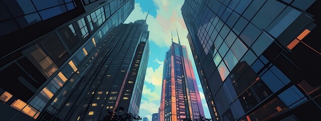 skyscraper office building abstract backgrounds illustration