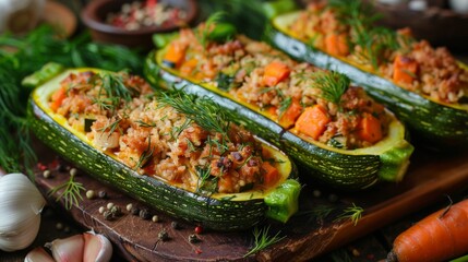 Fototapeta premium The national cuisine of Egypt. Coussa - stuffed zucchini.