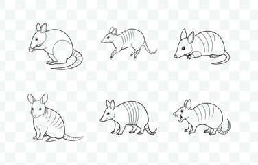 Print Comprehensive Collection of High-Quality Armadillo Line Art Vector Set for Illustrators and Designers Featuring Diverse and Detailed Armadillo Illustrations