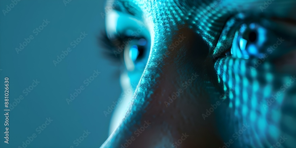 Poster facial recognition biometric security system enhancing authentication measures. concept biometric se