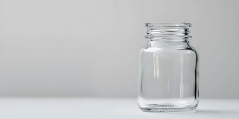 Transparent glass container on a white background. Concept Product Photography, Minimalist Style, Glass Container, White Background, Transparent Object