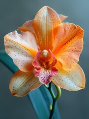 Radiant Orange Orchid Bloom Vibrant Tropical Flower Close-Up