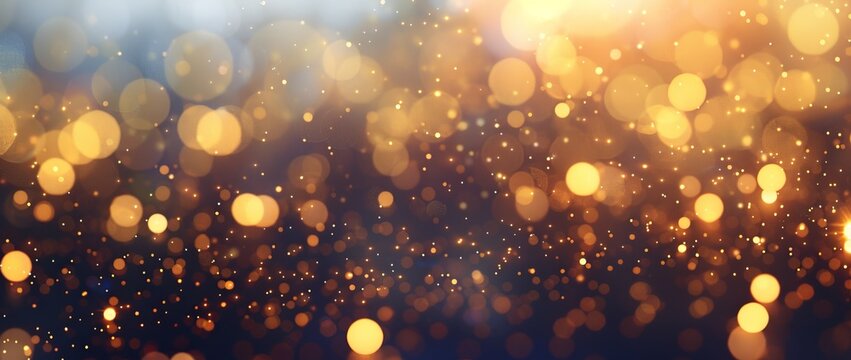 Black and gold fireworks. Abstract holiday background with bokeh. New Year's Eve.