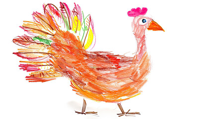 Turkey drawn in crayon by a child 