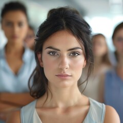 Fototapeta premium High-quality_stock_photo_diverse_team_in_background_focus_on_the_girl