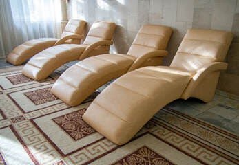 Relaxation corner equipped with several lounge chairs