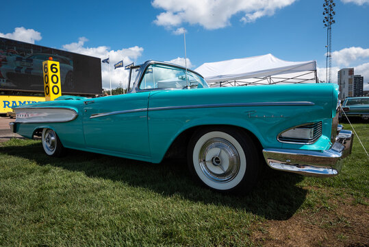 Stockholm, Sweden - August 05, 2023: Edsel Pacer at car show