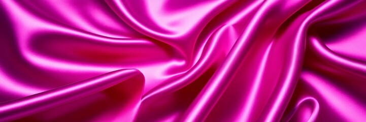 Obraz premium Abstract background illustration of shiny smooth silk fabric, bright pink color 