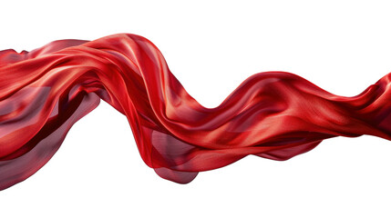 Fototapeta premium Red Silk Fabric Flowing In The Wind isolated on transparent background