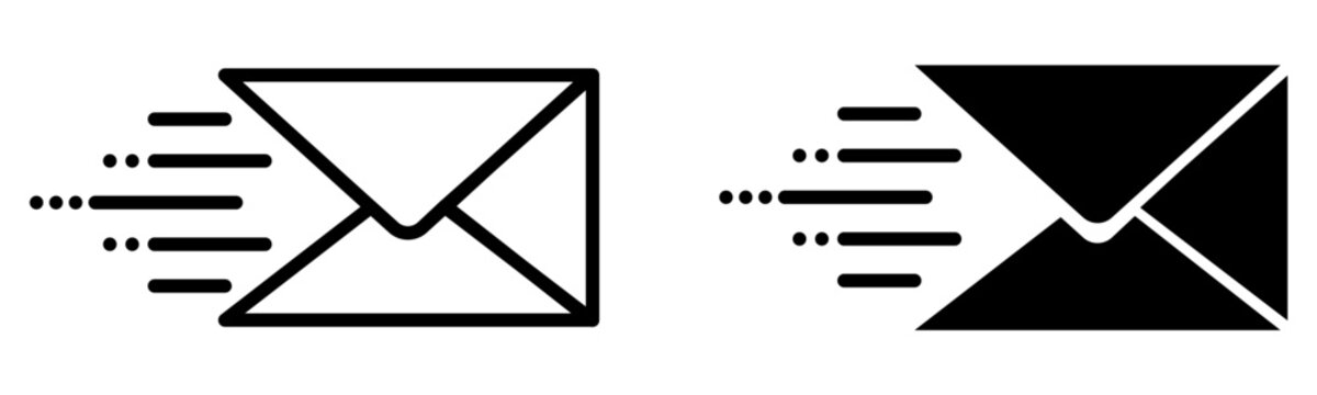 Email send message icon vector set isolated on transparent background. Speed delivery symbol.