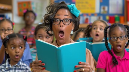 A teacher is surprised by her students' singing. AI.