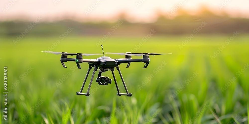 Poster utilizing advanced technology agricultural drones for data collection and crop health monitoring. co