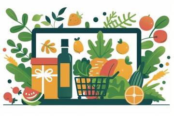 e commerce, digital business, banner, cart, items, online shopping, laptop, sales platform, market, marketplace, consumerism, web, advertising, purchase, products, consumption, digital.