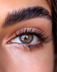 Obraz premium Close up photo of woman's eye with long lashes
