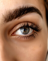 Fototapeta premium Close up photo of woman's eye with long lashes