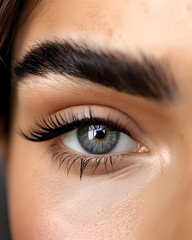 Obraz premium Close up photo of woman's eye with long lashes