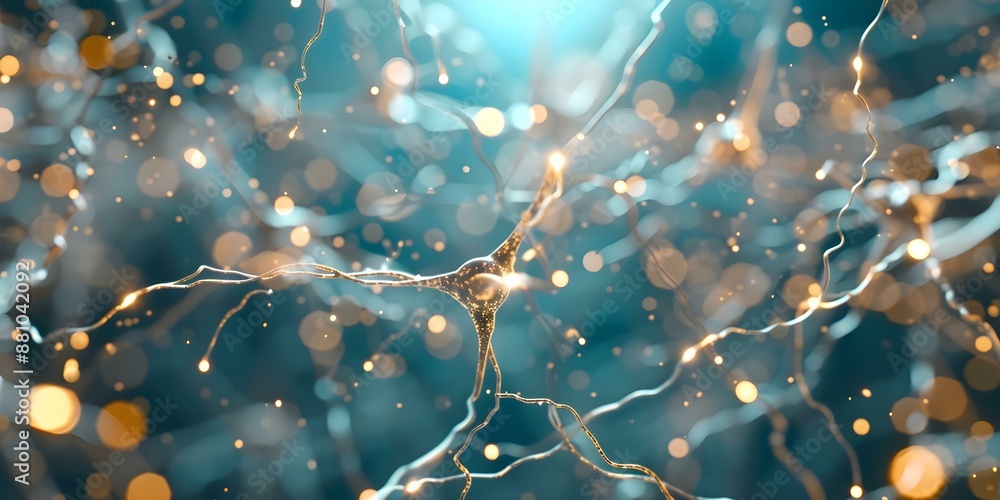 Poster understanding addiction and opioid use through neural network illustration. concept neural networks,