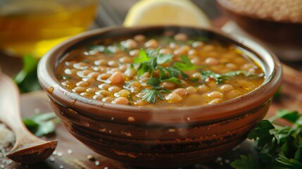 The national cuisine of Egypt. Shorbet Ful Nabet.